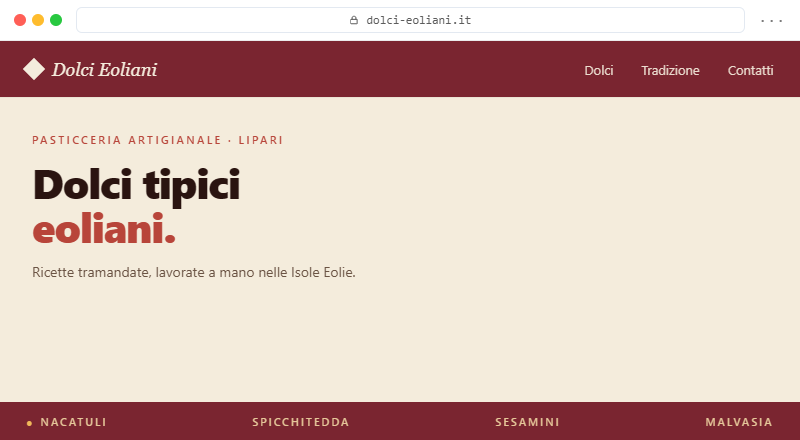 Artisan Aeolian sweets, order in one tap.